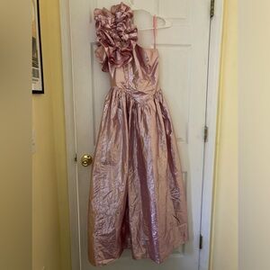 Metallic Pink One Shoulder Dress